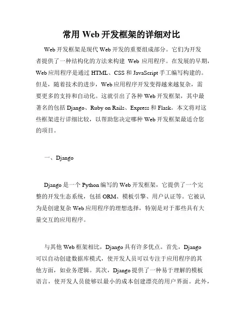 常用Web开发框架的详细对比