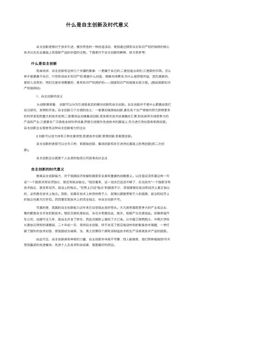 什么是自主创新及时代意义