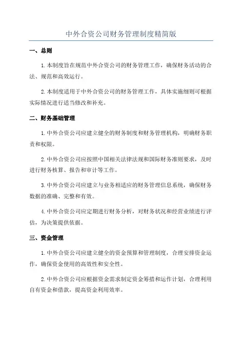 中外合资公司财务管理制度精简版
