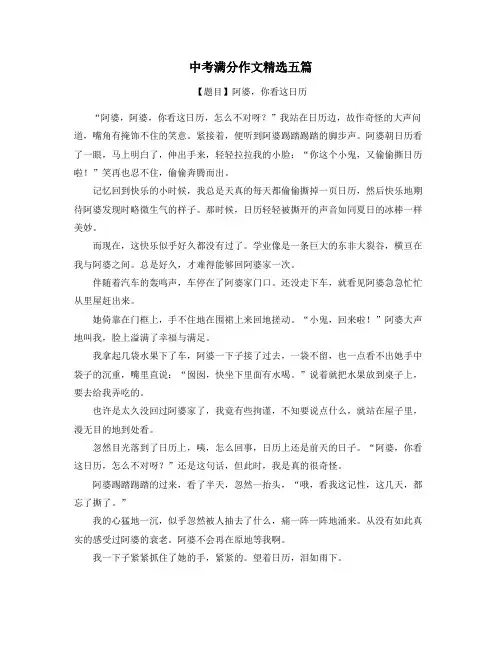 宁夏中考满分作文精选5篇 (10)
