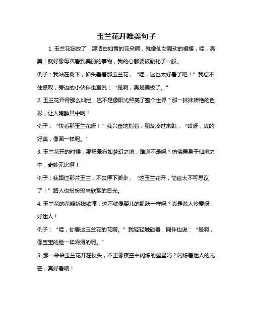 玉兰花开唯美句子