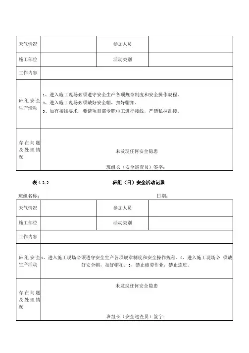 木工班组活动记录