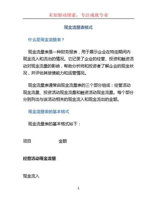 现金流量表格式