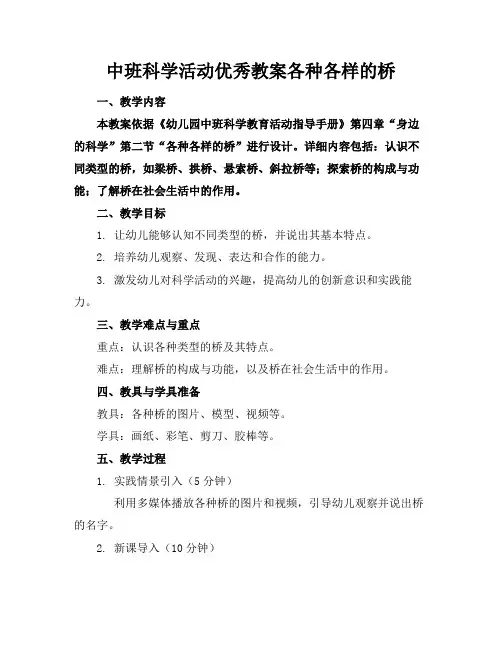 中班科学活动优秀教案各种各样的桥