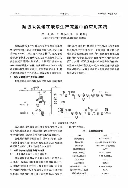 超级吸氨器在碳钱生产装置中的应用实践