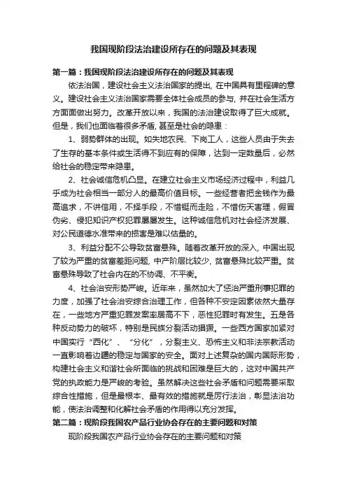 我国现阶段法治建设所存在的问题及其表现