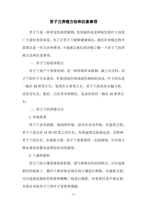君子兰养殖方法和注意事项