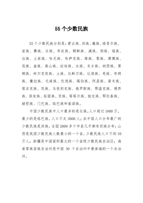 55个少数民族