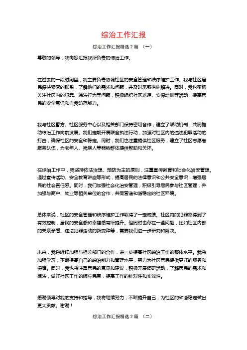 综治工作汇报2篇