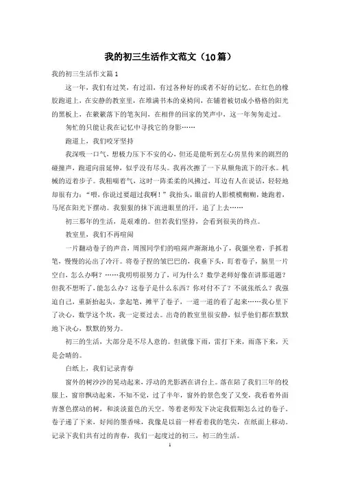 我的初三生活作文范文(10篇)