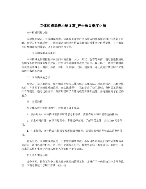 立体构成课程小结3篇_护士长3季度小结