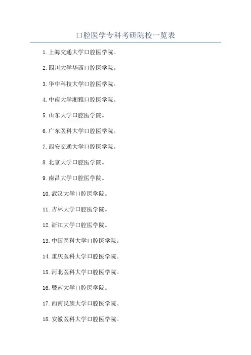 口腔医学专科考研院校一览表
