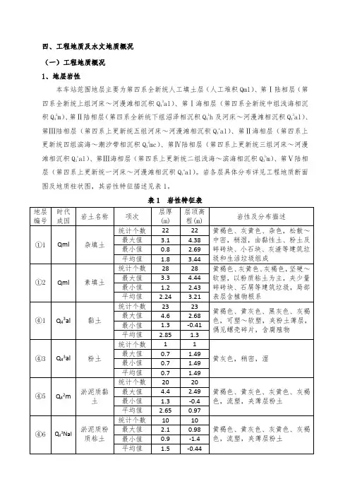 工程地质及水文地质概况