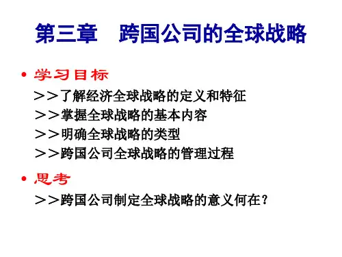 第三章  跨国公司全球战略