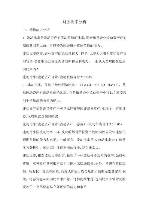 财务比率分析【范本模板】