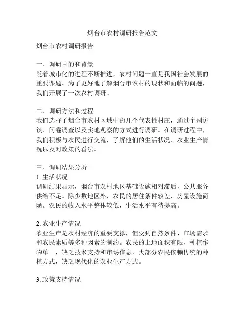 烟台市农村调研报告范文