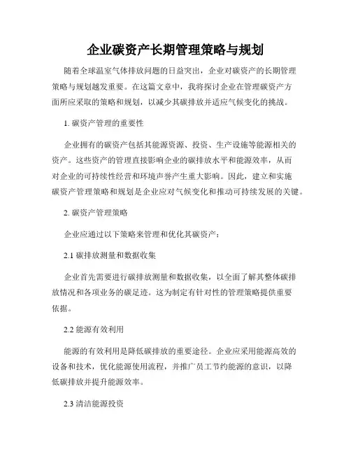 企业碳资产长期管理策略与规划