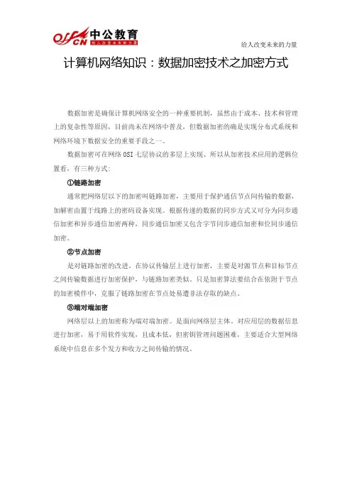 计算机网络知识：数据加密技术之加密方式