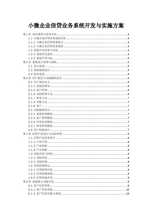 小微企业信贷业务系统开发与实施方案