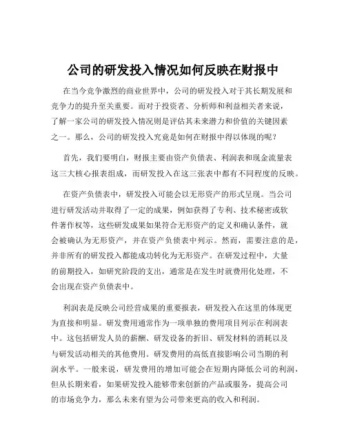公司的研发投入情况如何反映在财报中
