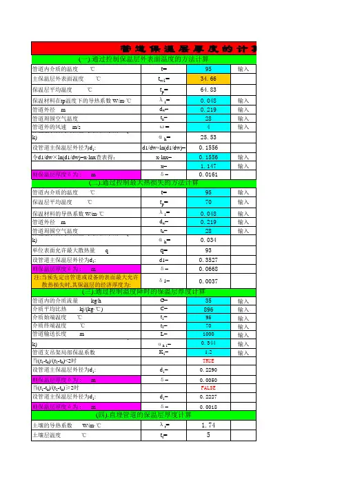 管道保温层厚度的计算方法