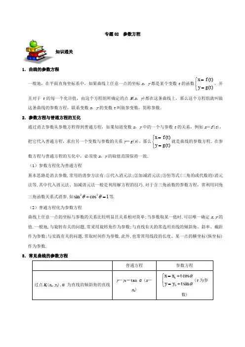 专题02 参数方程-一本通之备战2019高考数学(理)选做题 Word版含解析.doc