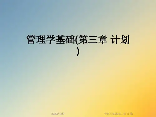 管理学基础(第三章 计划)