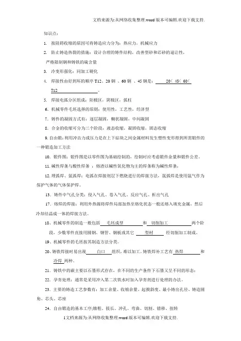 材料成型(热加工基础)复习资料详解