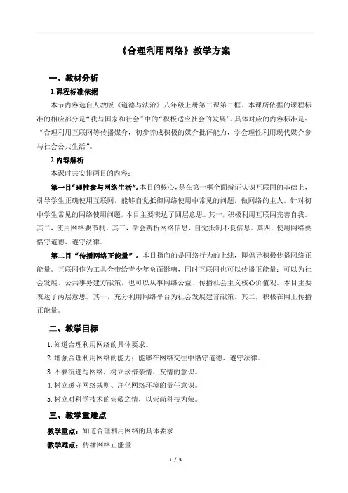 合理利用网络-精品教案