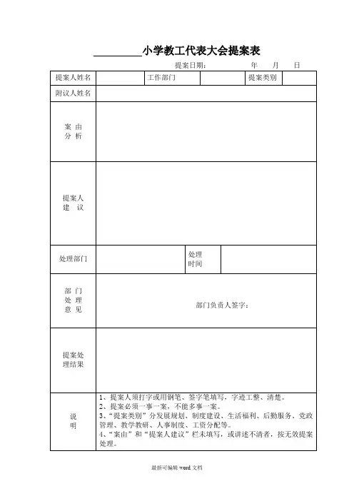 学校职工代表大会提案表