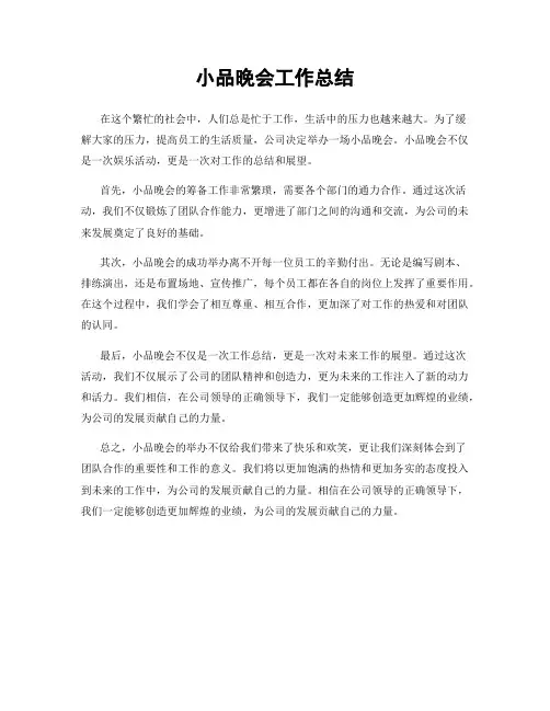 小品晚会工作总结