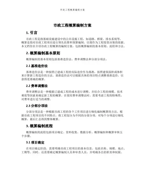 市政工程概算编制方案