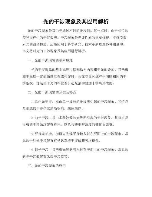 光的干涉现象及其应用解析
