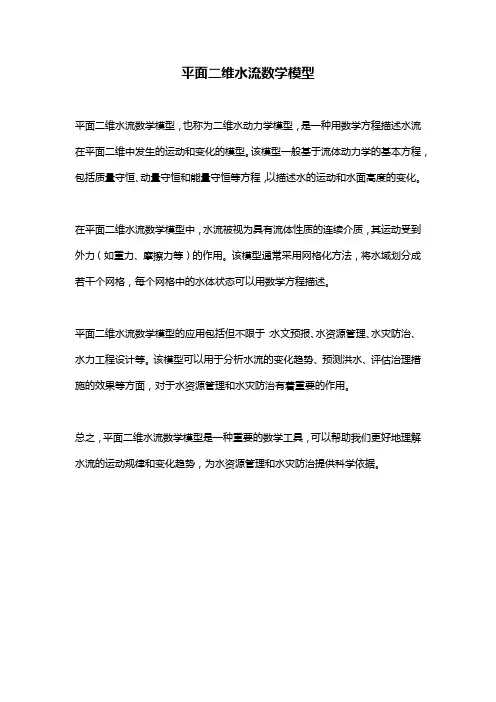 平面二维水流数学模型