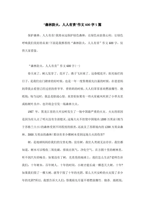 “森林防火,人人有责”作文600字5篇
