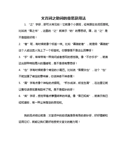 文言词之助词的意思及用法