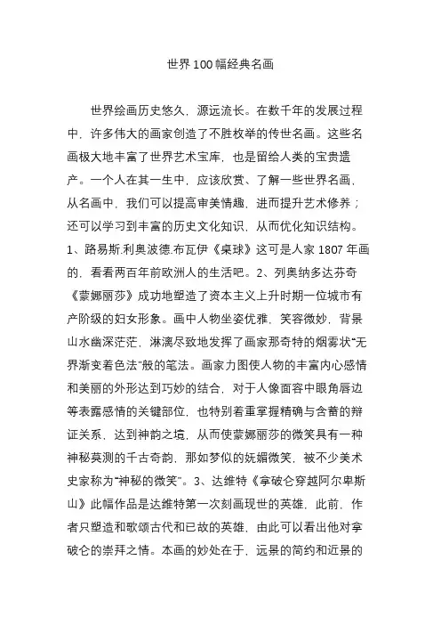 世界100幅经典名画