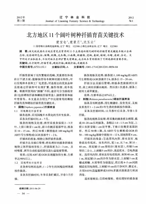 北方地区11个阔叶树种扦插育苗关键技术