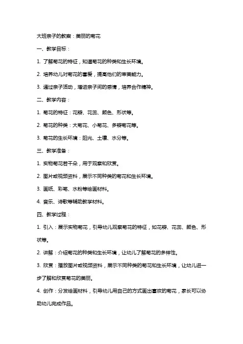 大班亲子的教案：美丽的菊花