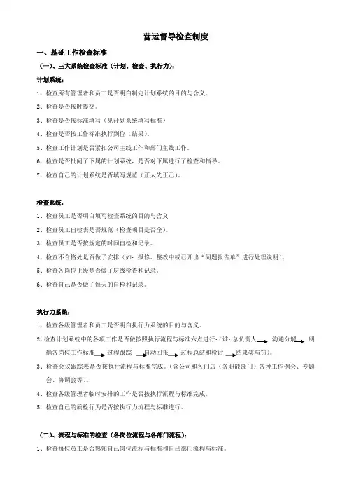 营运督导部制度、流程与标准
