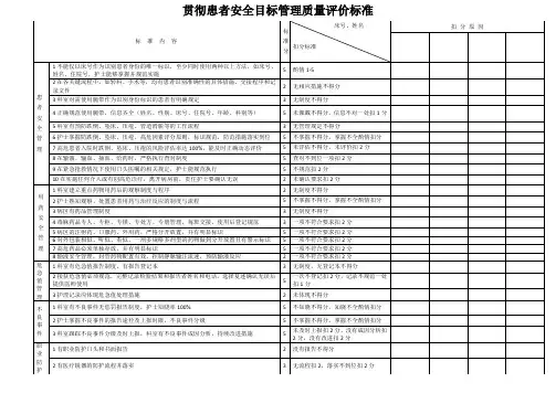 董医护理患者安全管理目标评价表格