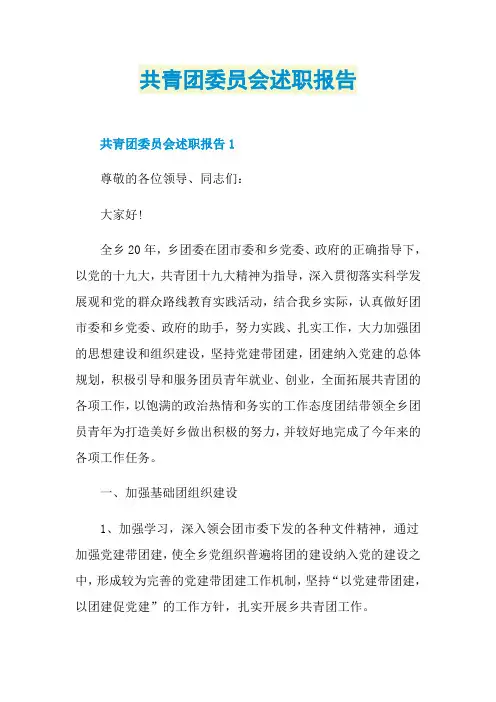 共青团委员会述职报告