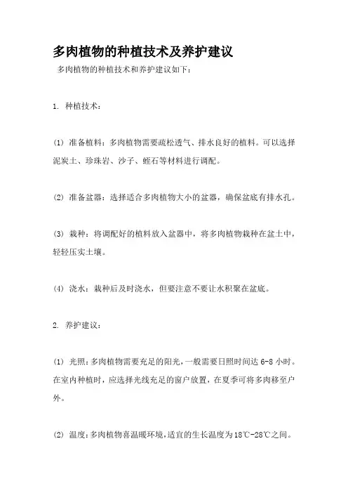 多肉植物的种植技术及养护建议
