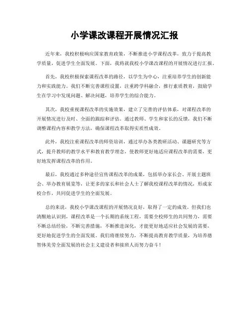 小学课改课程开展情况汇报