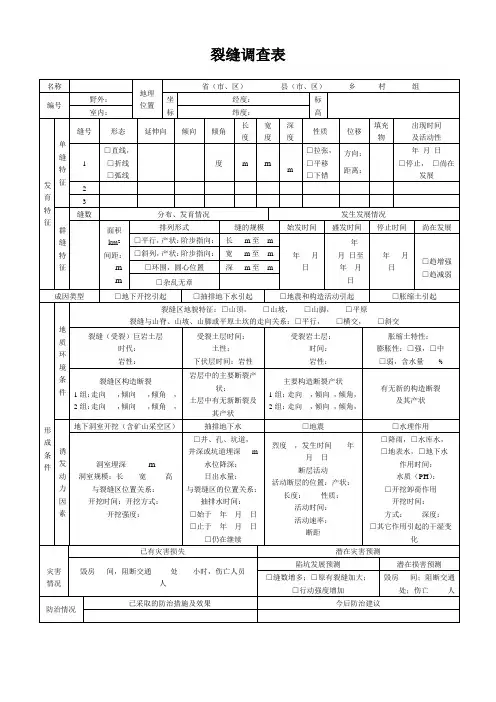 裂缝调查表