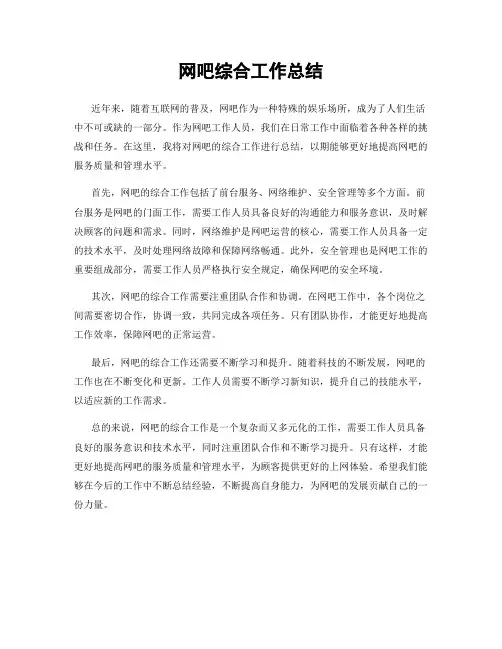 网吧综合工作总结