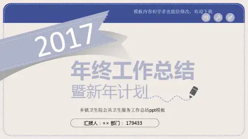 最新漂亮2017乡镇卫生院公共卫生服务工作总结ppt模板