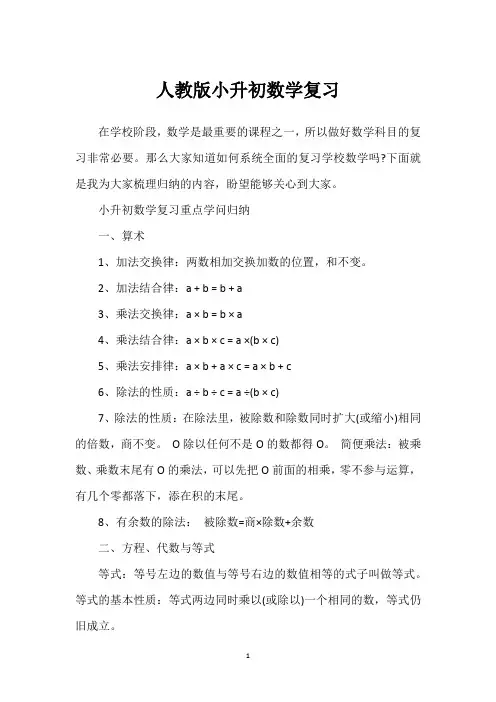 人教版小升初数学复习