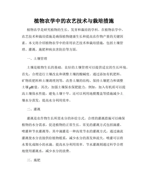 植物农学中的农艺技术与栽培措施