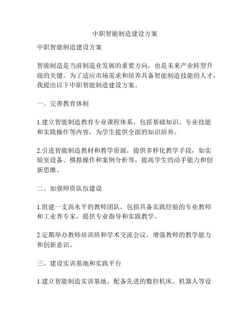 中职智能制造建设方案